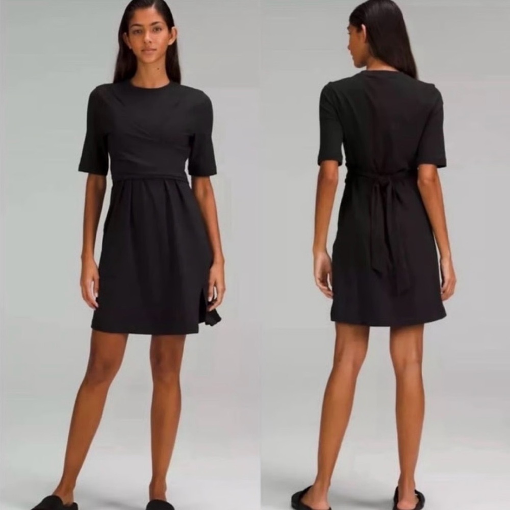 NWT Lululemon Black Wrap Dress Size 2 | Sleeveless Mini